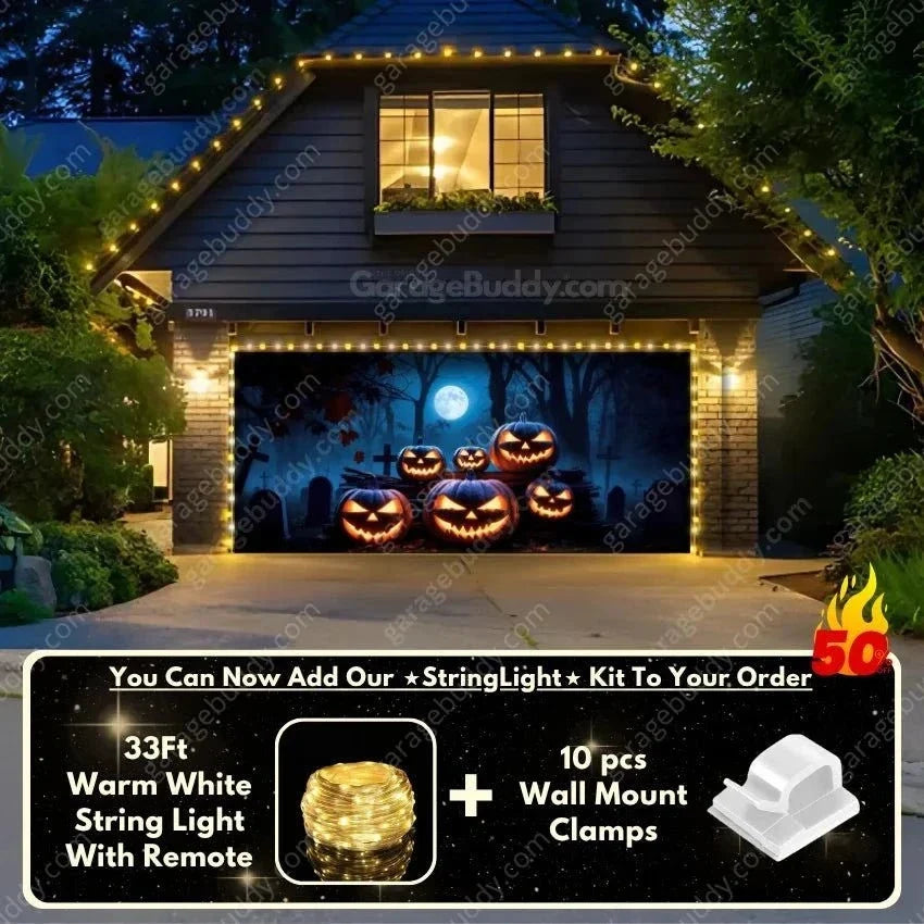 Cursed Pumpkins (Glow) | Halloween Garage Door Cover - Free Shipping