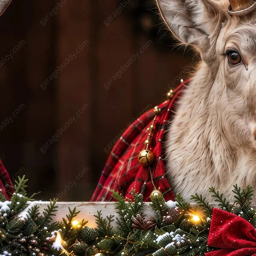 Reindeer Barn | Christmas Garage Door Cover - Free Shipping