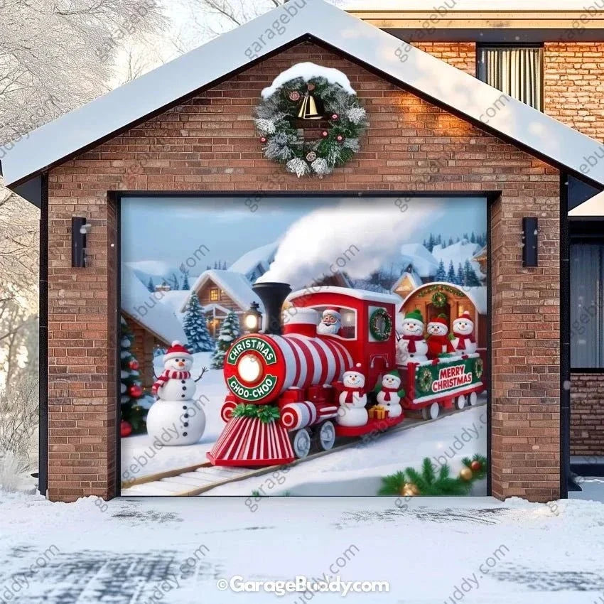 Christmas Choo-Choo | Christmas Garage Door Cover - Free Shipping