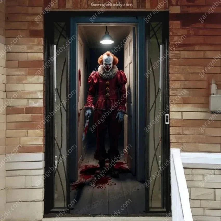 Doorway Clown | Halloween Front Door Cover - Free Shipping