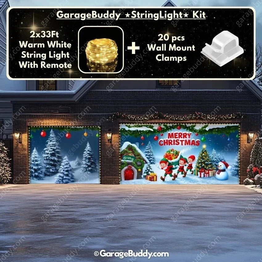 Elf Village | Christmas Garage Door Cover - Free Shipping