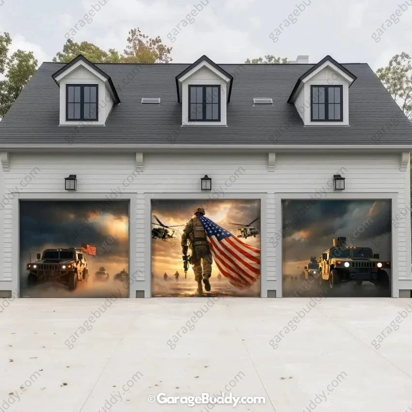 Forged In Freedom | Patriotic Veterans Garage Door Cover - Free Shipping