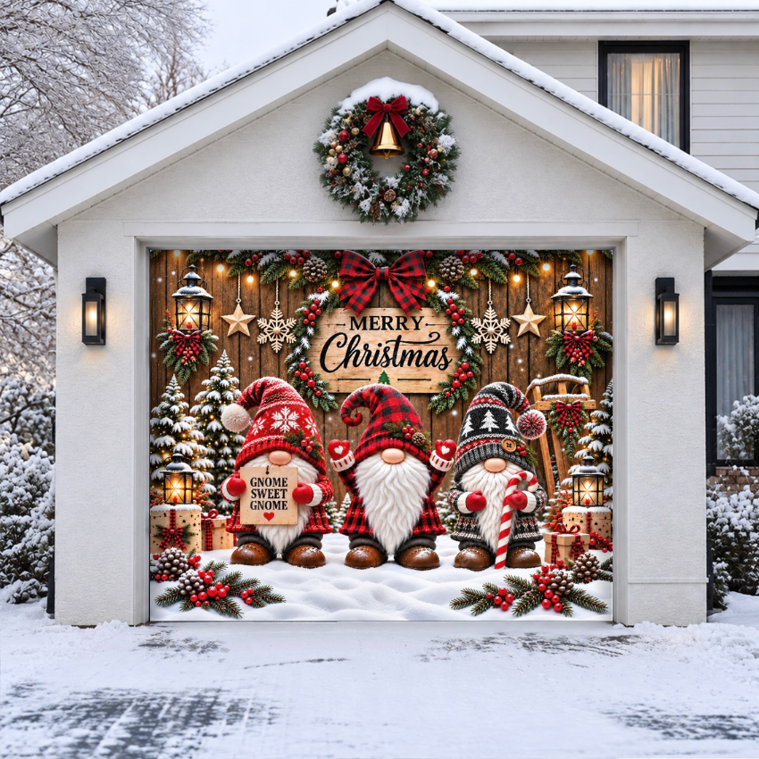 Gnome Sweet Gnome | Christmas Garage Door Cover - Free Shipping