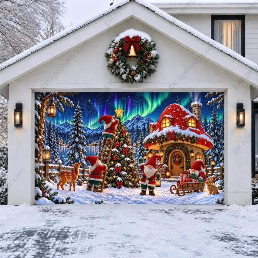 Gnome Wonderland | Christmas Garage Door Cover - Free Shipping