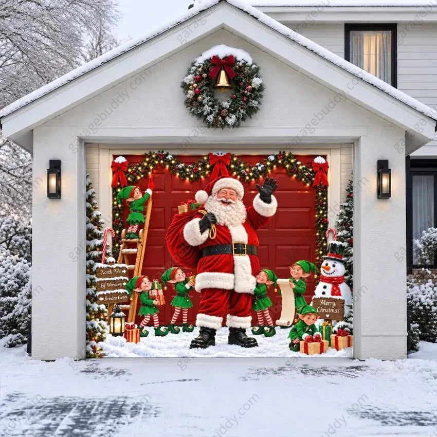 Santa's Crew | Christmas Garage Door Cover - Free Shipping