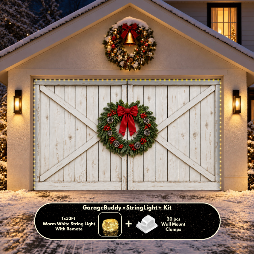 Farmhouse Christmas | Christmas Garage Door Cover - Free Shipping