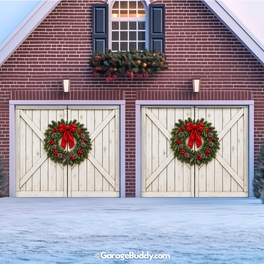 Farmhouse Christmas | Christmas Garage Door Cover - Free Shipping