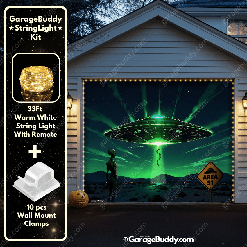 Alien Abduction (Glow) | Halloween Garage Door Cover - Free Shipping