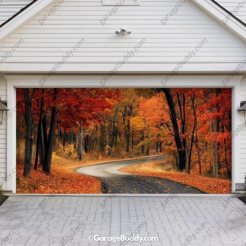 Autumn Road | Nature Garage Door Cover - Free Shipping