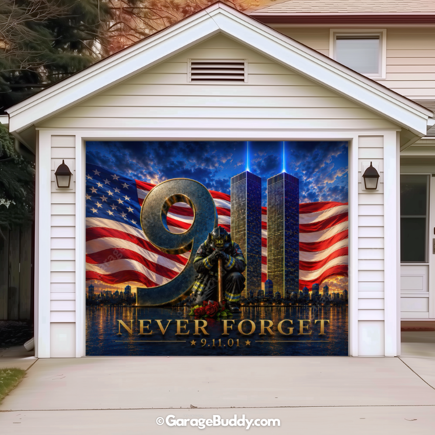 Never Forget | 9/11 Patriotic Garage Door Cover - Free Shipping