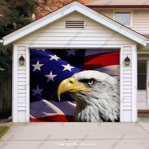 American Bald Eagle & US Flag | Patriotic Garage Door Cover - Free Shipping