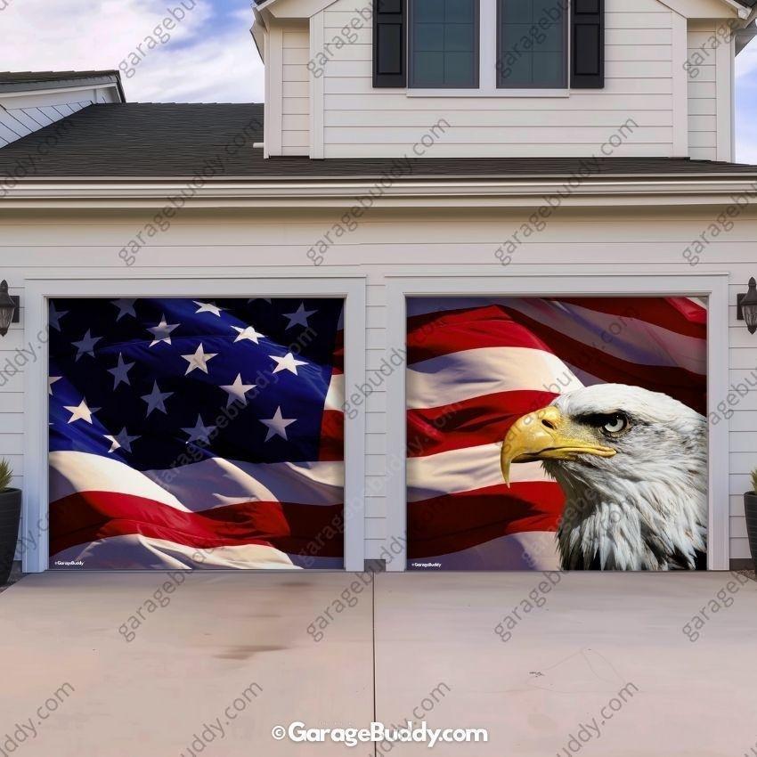 American Bald Eagle & US Flag | Patriotic Garage Door Cover - Free Shipping