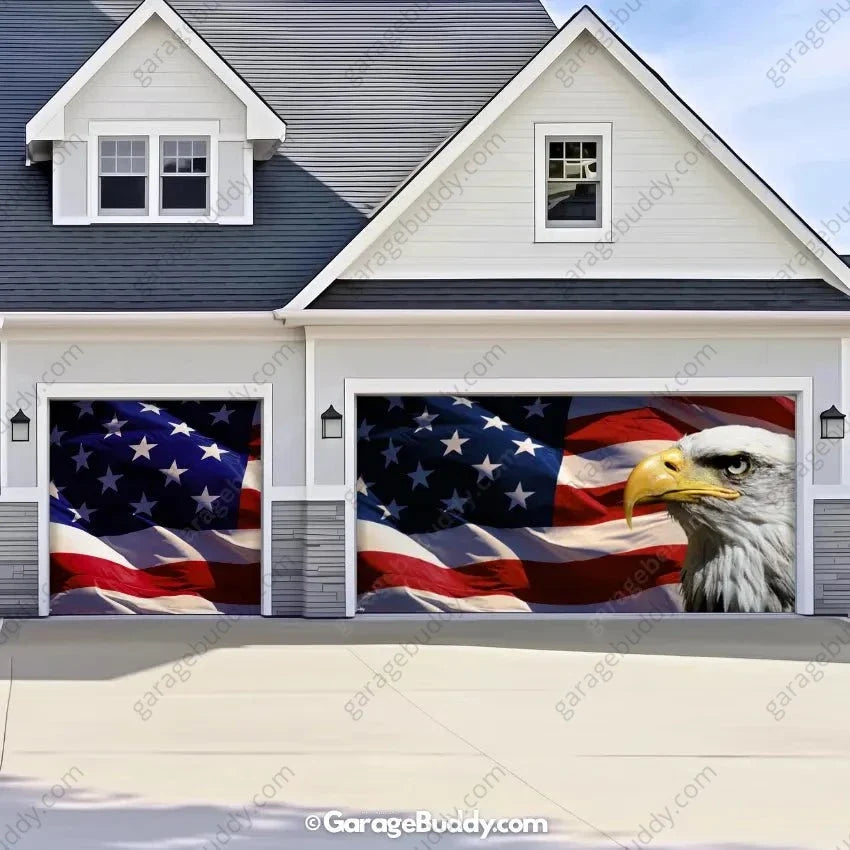 American Bald Eagle & US Flag | Patriotic Garage Door Cover - Free Shipping