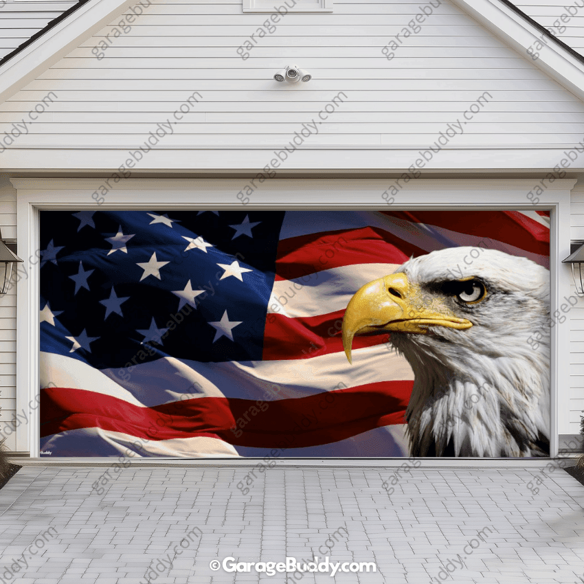 American Bald Eagle & US Flag | Patriotic Garage Door Cover - Free Shipping