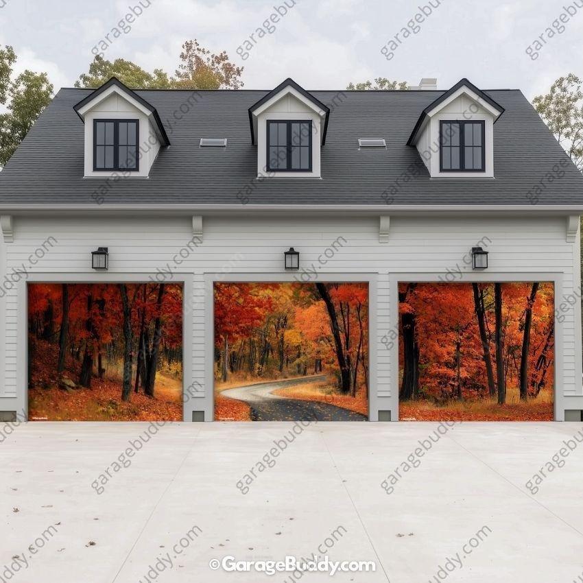 Autumn Road | Nature Garage Door Cover - Free Shipping