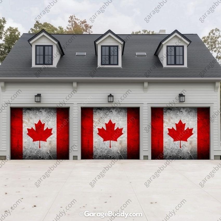 Canada Flag (Rustic) | Patriotic Garage Door Cover - Free Shipping