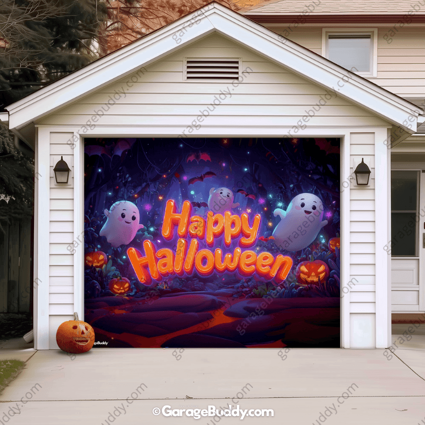 Ghost Party (Glow) | Halloween Garage Door Cover - Free Shipping