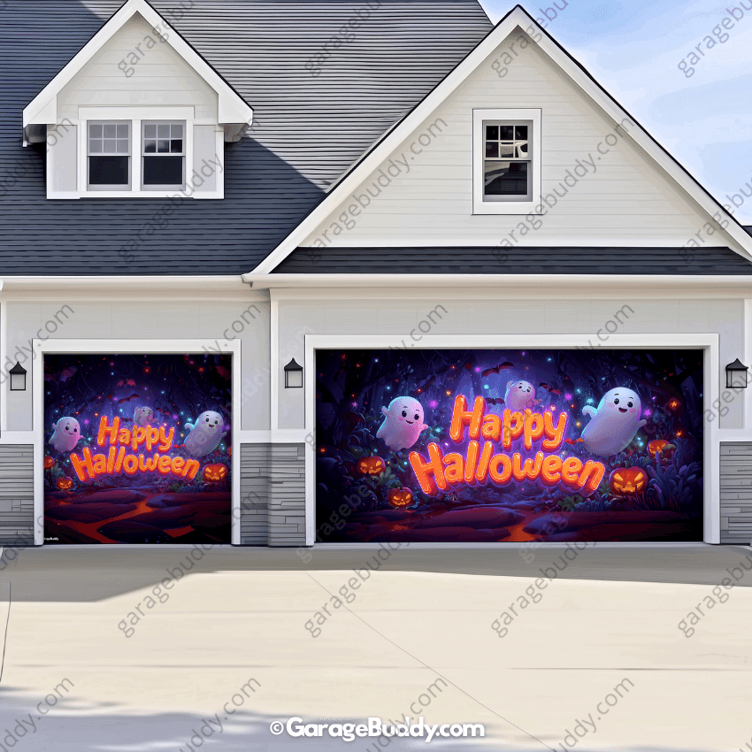 Ghost Party (Glow) | Halloween Garage Door Cover - Free Shipping