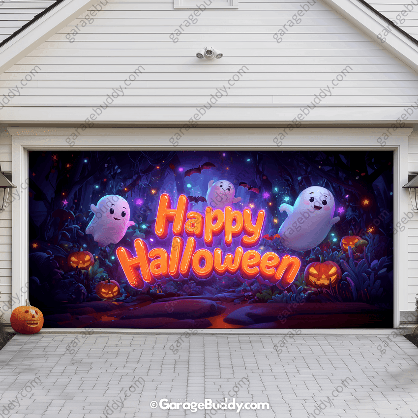Ghost Party (Glow) | Halloween Garage Door Cover - Free Shipping