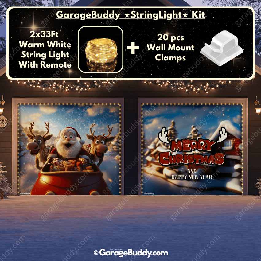 Santa & Reindeers | Christmas Garage Door Cover - Free Shipping