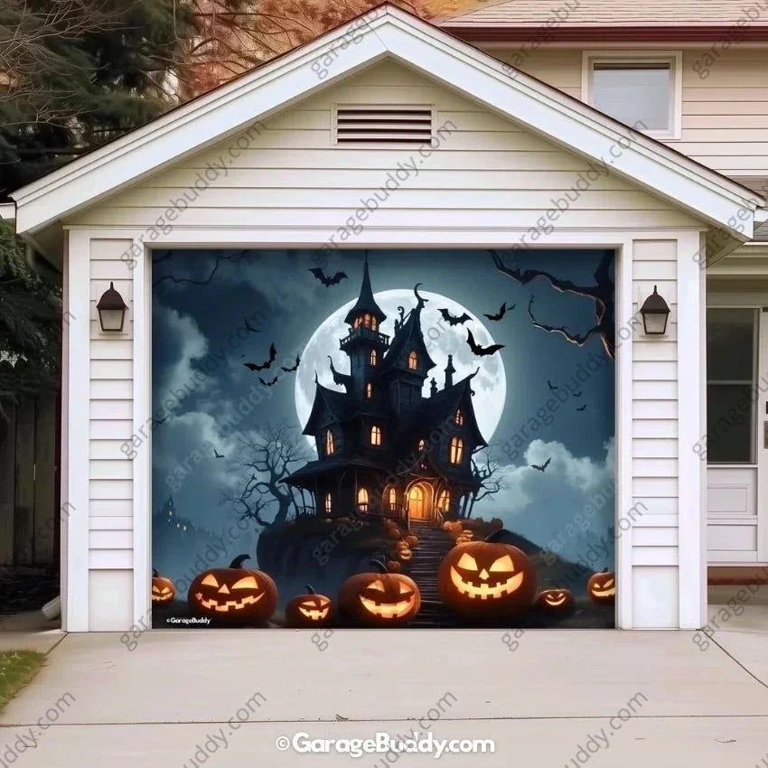 Haunted House (Glow) | Halloween Garage Door Cover - Free Shipping