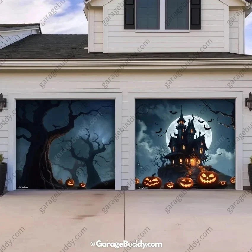 Haunted House (Glow) | Halloween Garage Door Cover - Free Shipping
