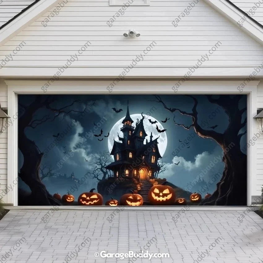 Haunted House | Halloween Garage Door Cover - Free Shipping