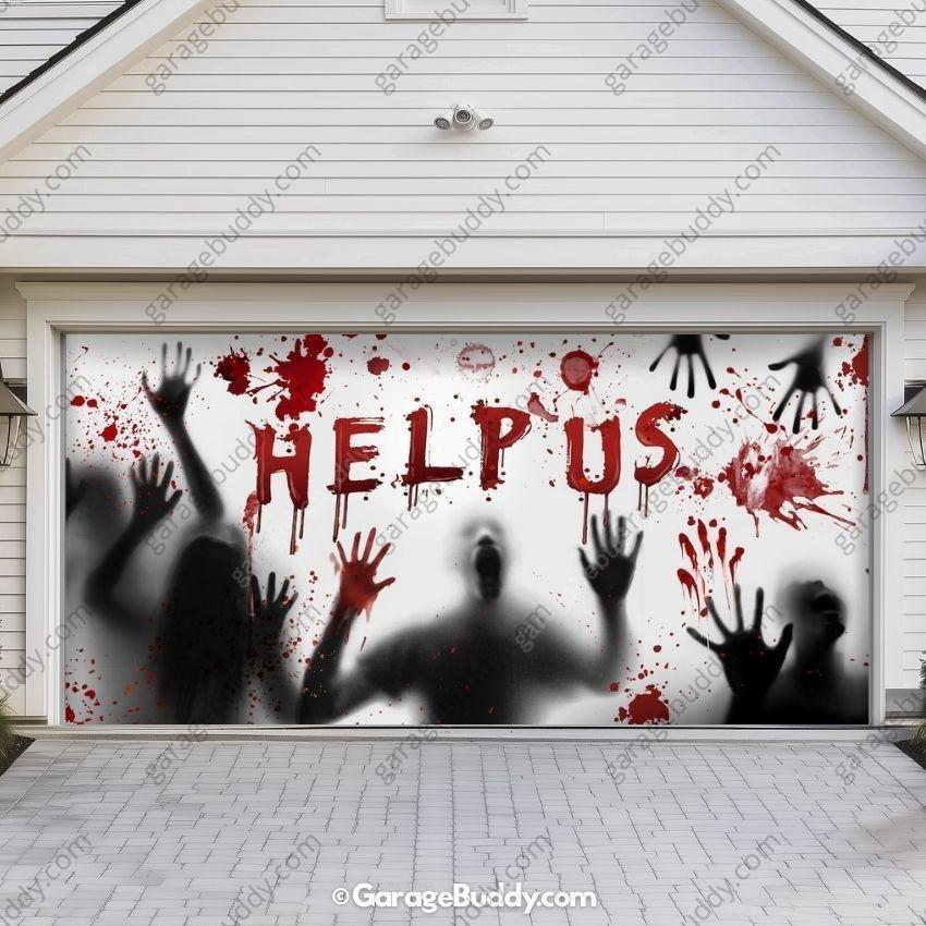 Help Us! | Halloween Garage Door Cover - Free Shipping