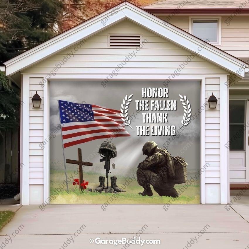 Honor The Fallen | Patriotic Veterans Garage Door Cover - Free Shipping