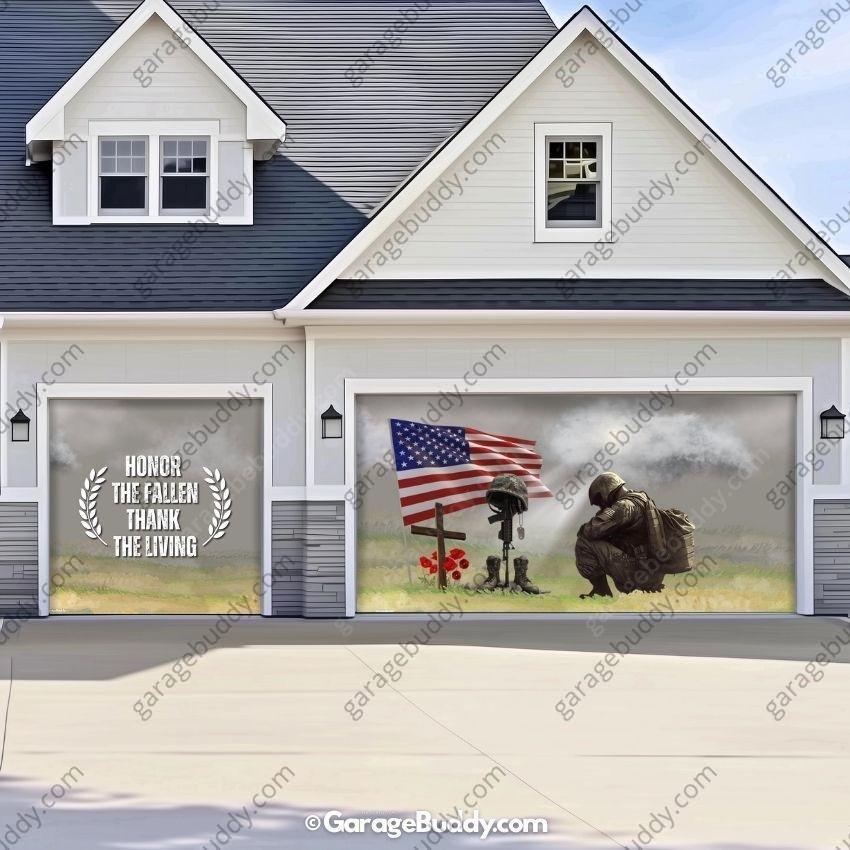 Honor The Fallen | Patriotic Veterans Garage Door Cover - Free Shipping