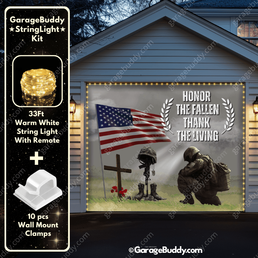 Honor The Fallen | Patriotic Veterans Garage Door Cover - Free Shipping