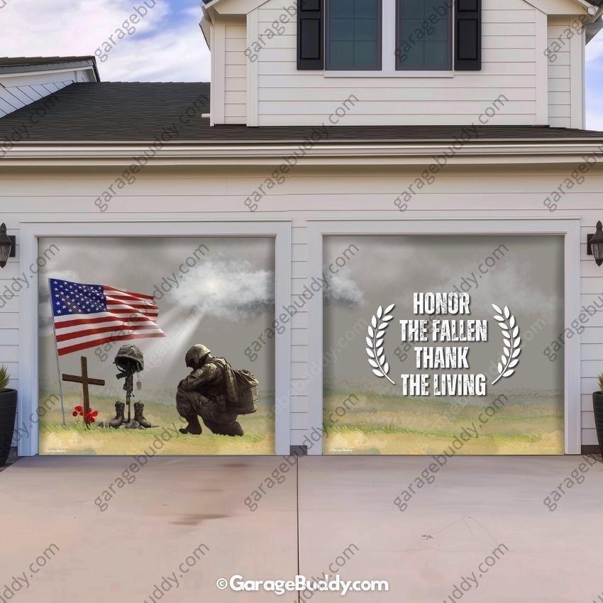 Honor The Fallen | Patriotic Veterans Garage Door Cover - Free Shipping