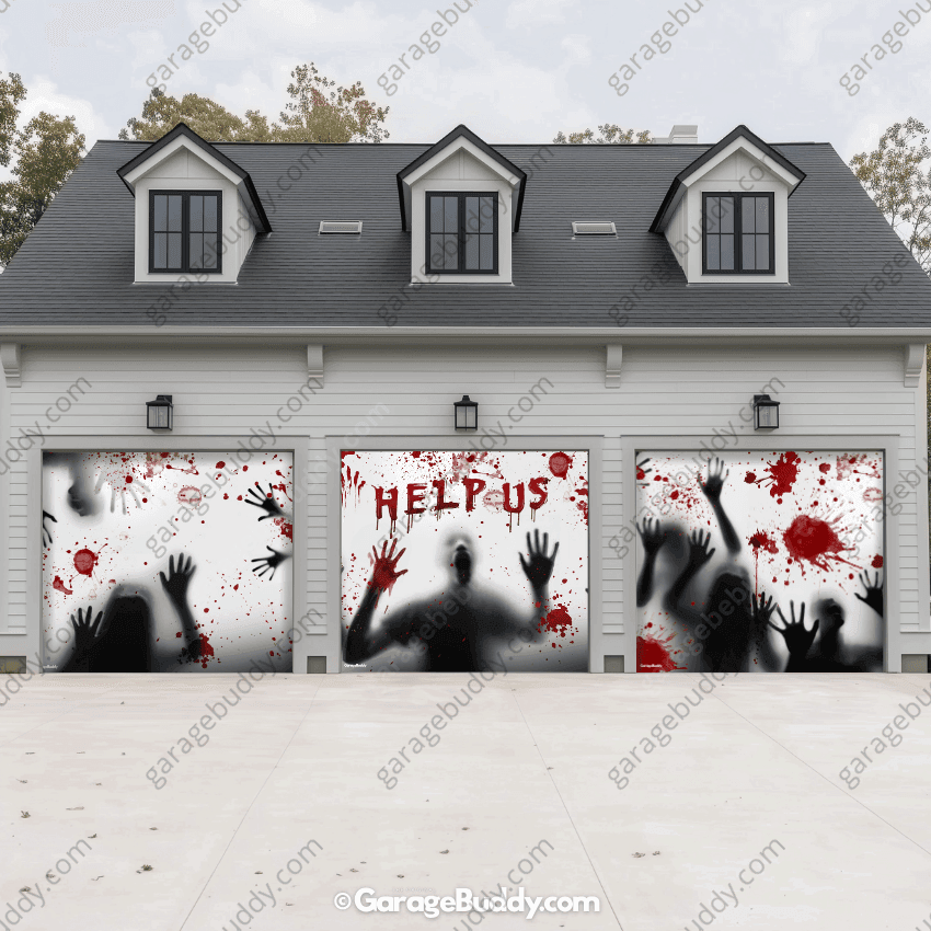 Help Us! | Halloween Garage Door Cover - Free Shipping
