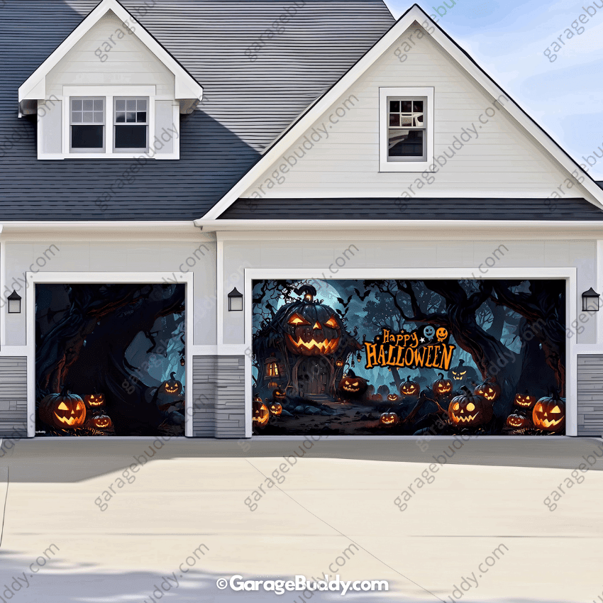 Pumpkin House | Halloween Garage Door Cover - Free Shipping