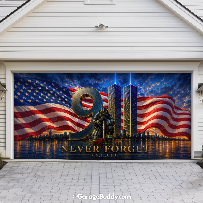 Never Forget | 9/11 Patriotic Garage Door Cover - Free Shipping