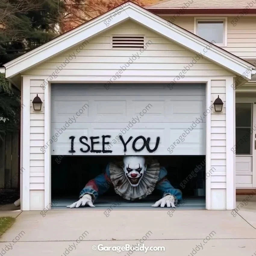Peeking Clown (Limited Edition) | Halloween Garage Door Cover - Free Shipping