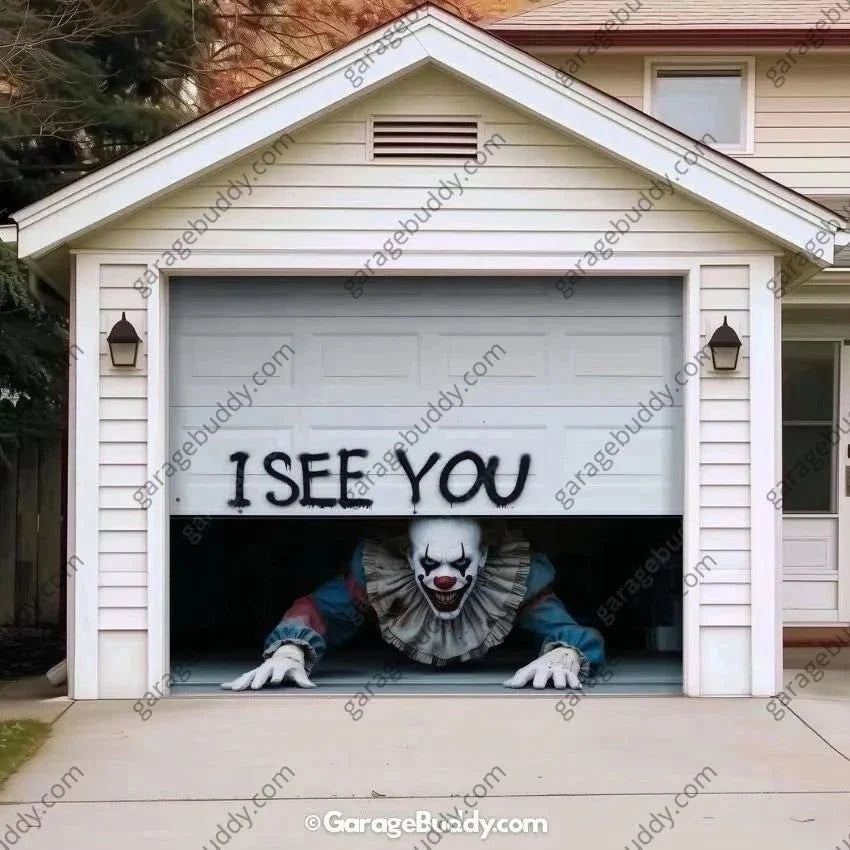 Peeking Clown (Limited Edition) | Halloween Garage Door Cover - Free Shipping