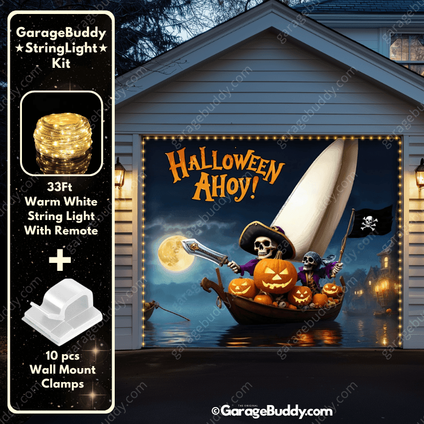 Pumpkin Pirates (Glow) | Halloween Garage Door Cover - Free Shipping