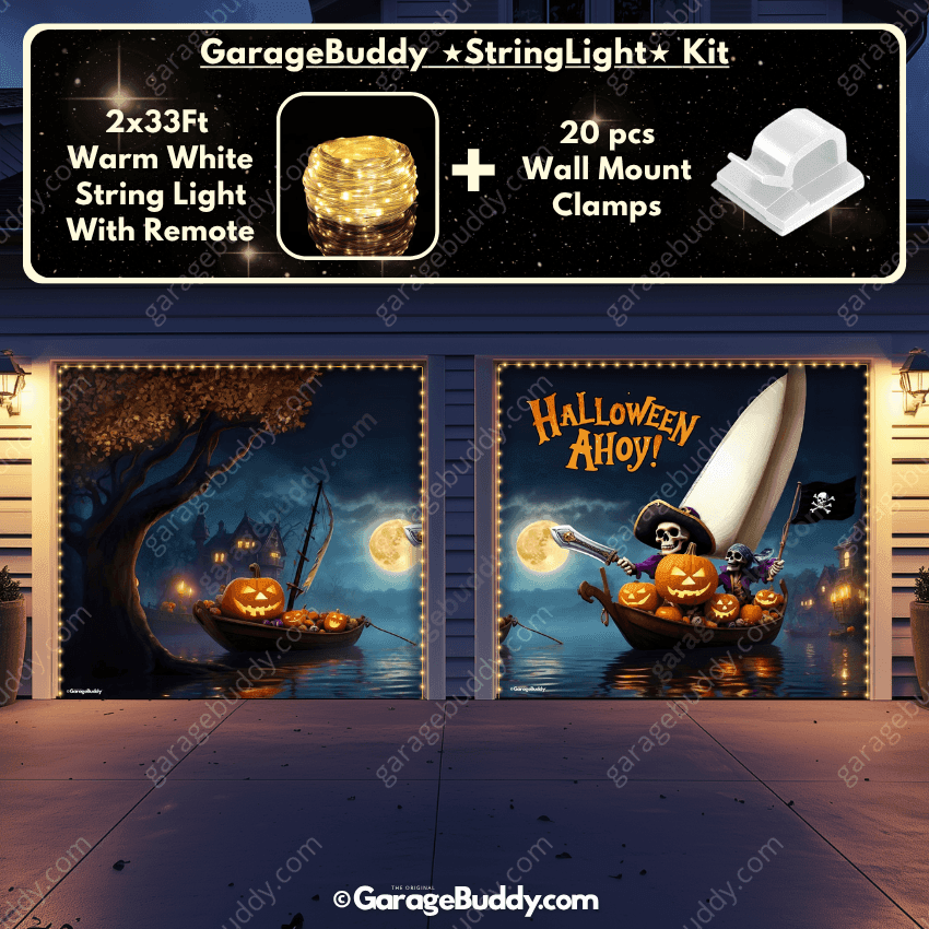 Pumpkin Pirates (Glow) | Halloween Garage Door Cover - Free Shipping