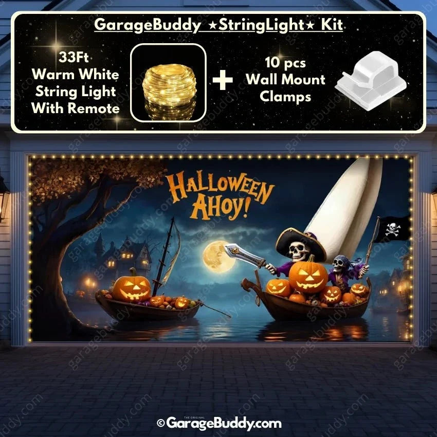 Pumpkin Pirates (Glow) | Halloween Garage Door Cover - Free Shipping