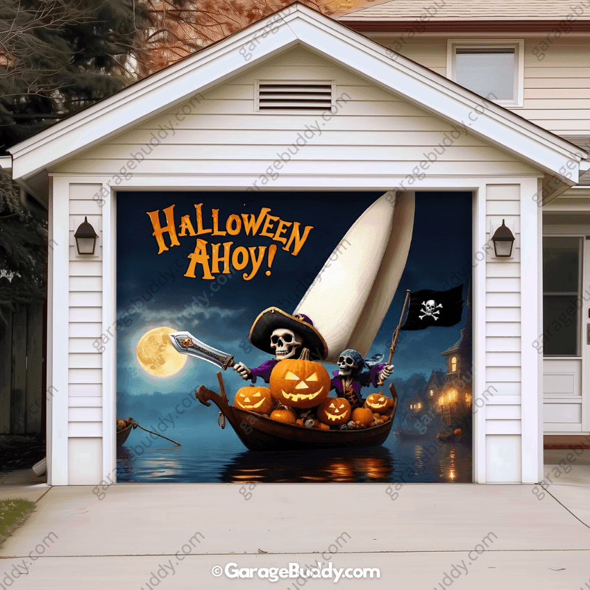 Pumpkin Pirates (Glow) | Halloween Garage Door Cover - Free Shipping