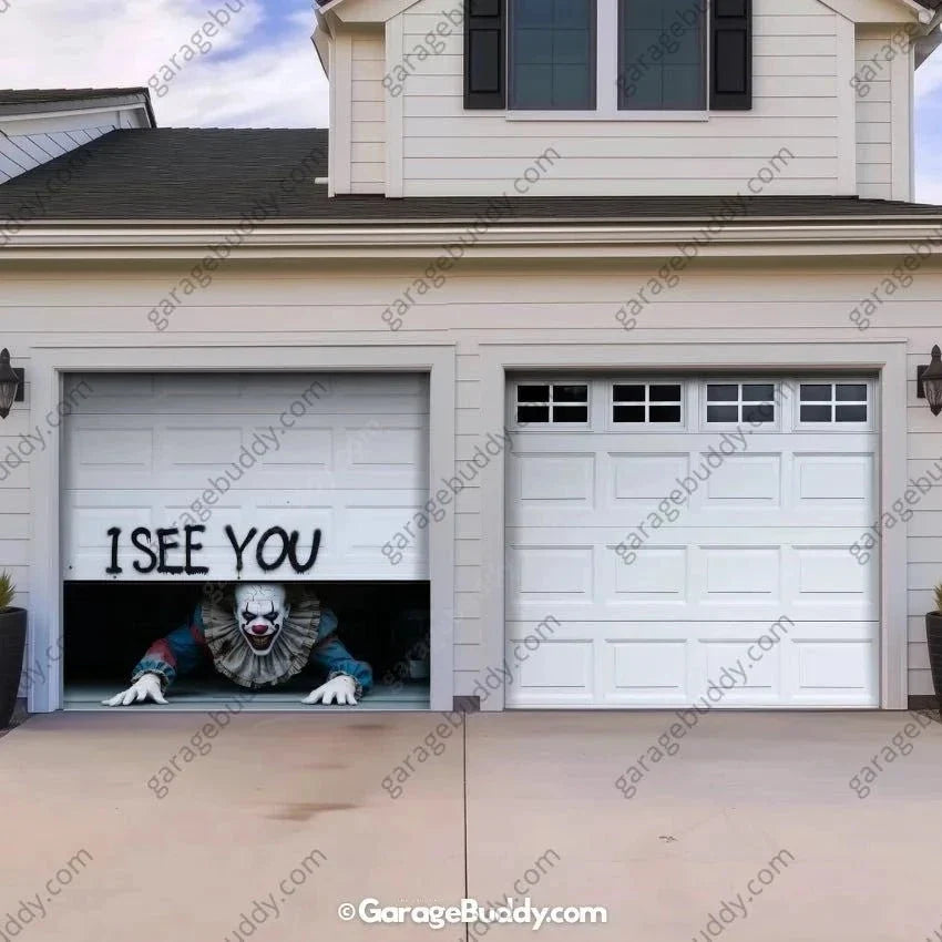 Peeking Clown (Limited Edition) | Halloween Garage Door Cover - Free Shipping