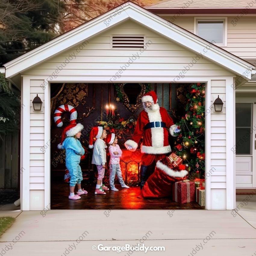 Santa With Kids | Christmas Garage Door Cover - Free Shipping