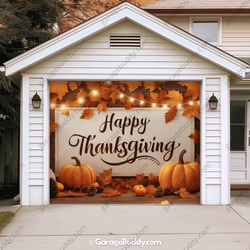 Happy Thanksgiving (B) | Festive Garage Door Cover - Free Shipping