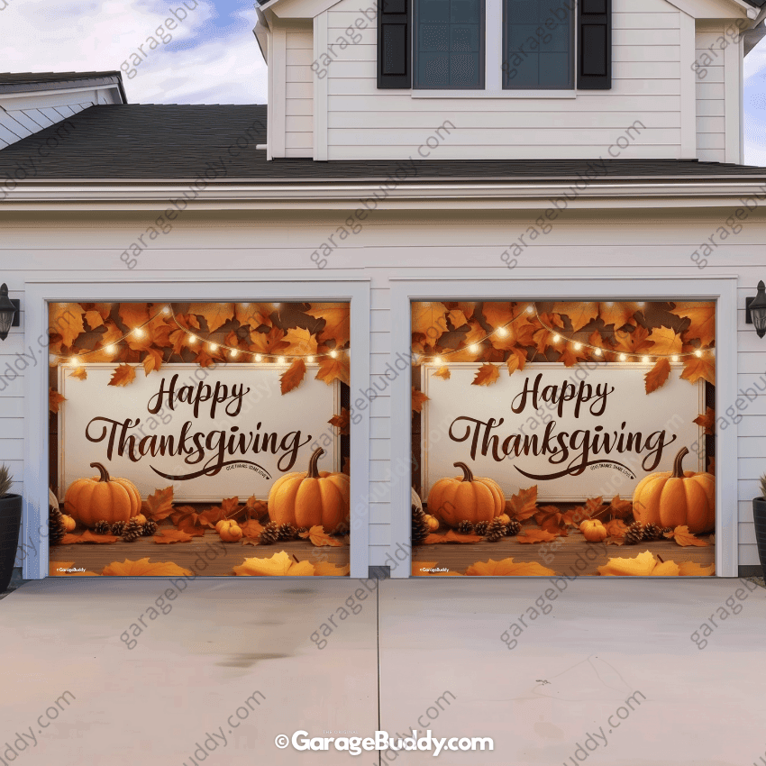 Happy Thanksgiving (B) | Festive Garage Door Cover - Free Shipping