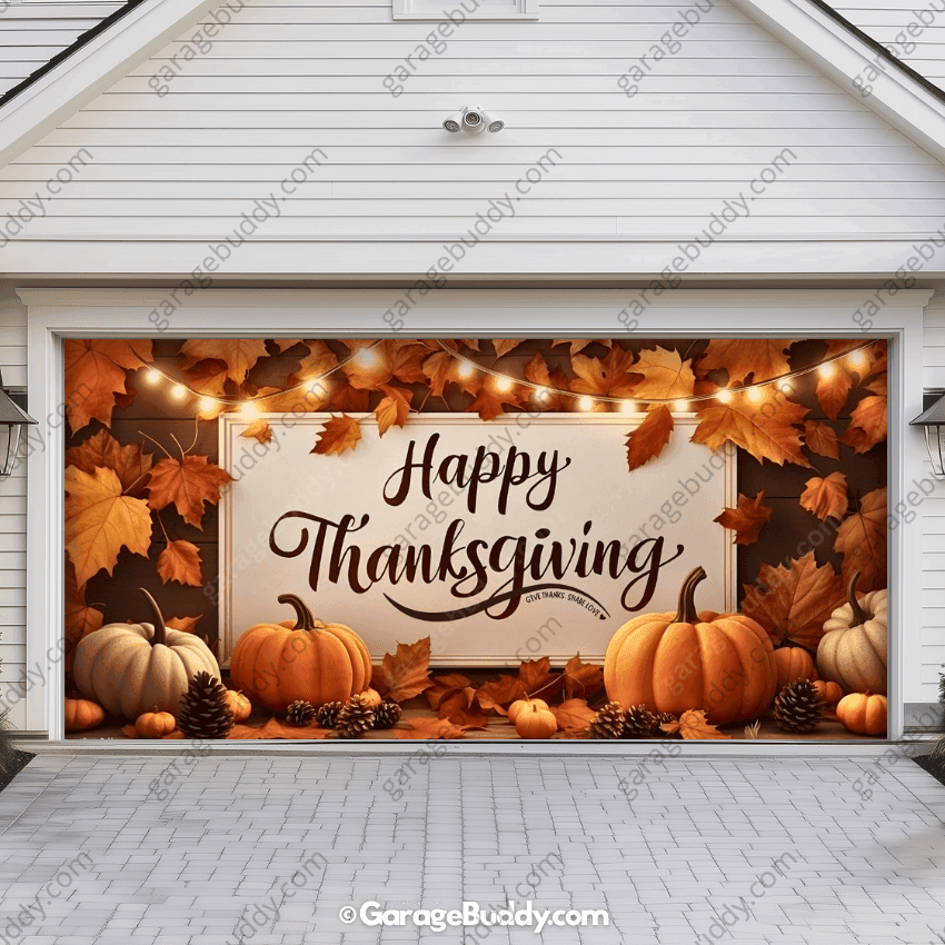 Happy Thanksgiving (B) | Festive Garage Door Cover - Free Shipping