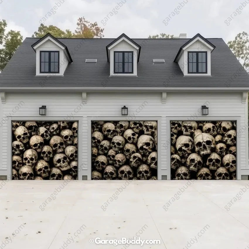 Wall of the Dead | Skull Halloween Garage Door Cover - Free Shipping