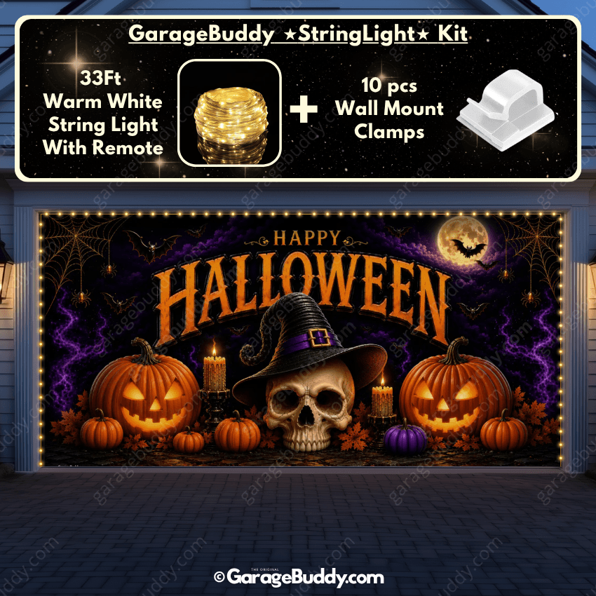 Wicked Halloween | Skull & Pumpkin Halloween Garage Door Cover - Free Shipping