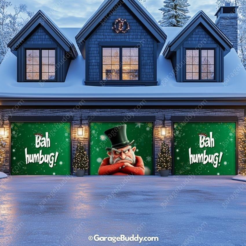 Bah Humbug | Christmas Garage Door Cover - Free Shipping