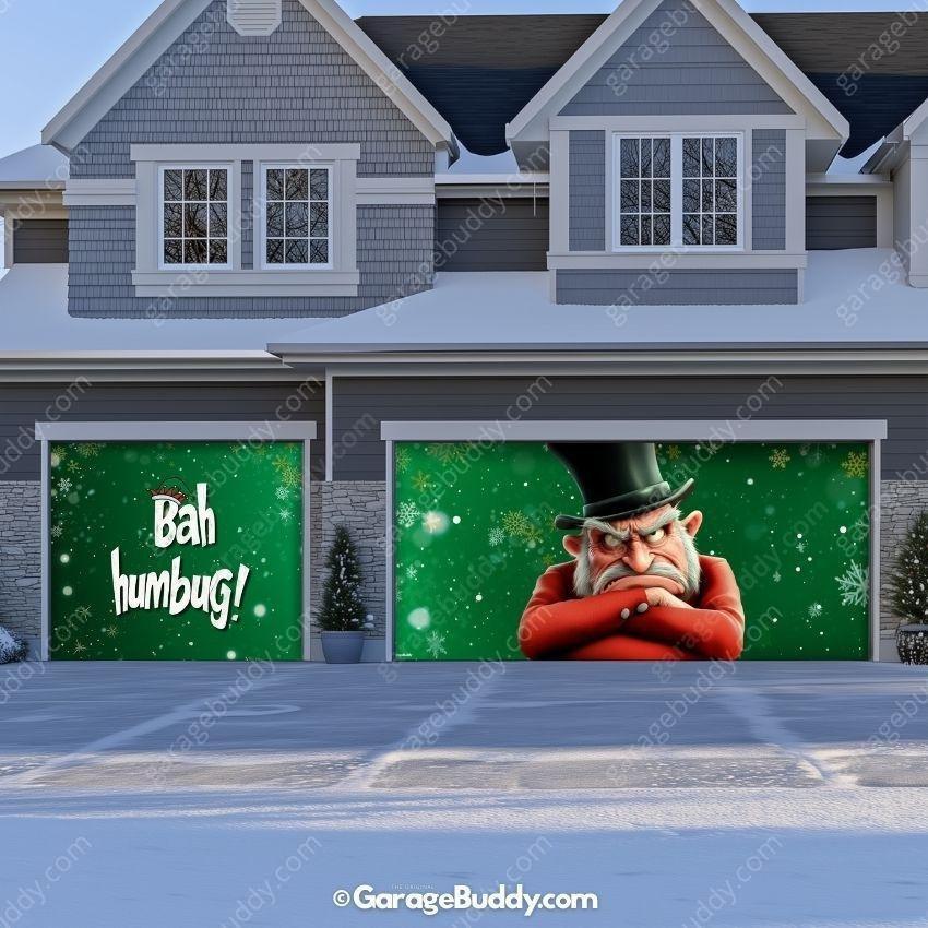 Bah Humbug | Christmas Garage Door Cover - Free Shipping